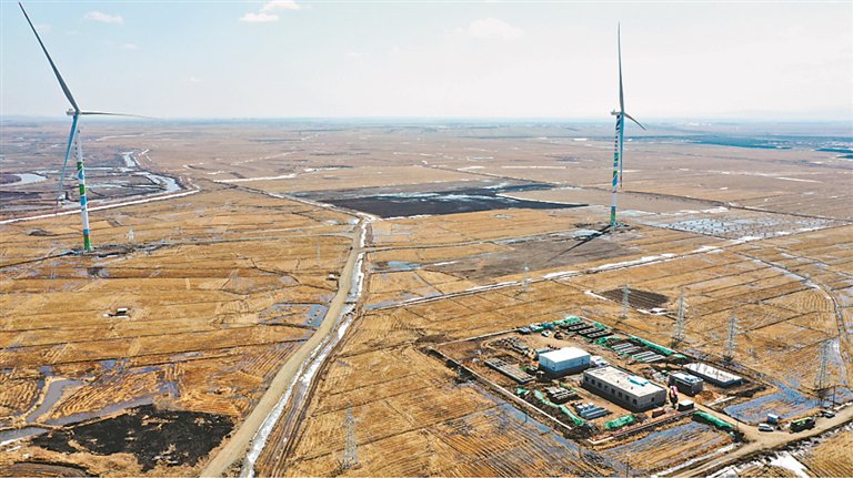 勃利县200兆瓦风电制氢联合运行示范项目施工现场。李奇晔摄